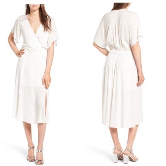 Leith Blue Summer Dress Surplice Midi Size L - Picture 8 of 8